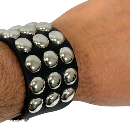 BC170RND  BUCKLE BRACELET WITH 3 ROW 1/2" ROUND STUDS