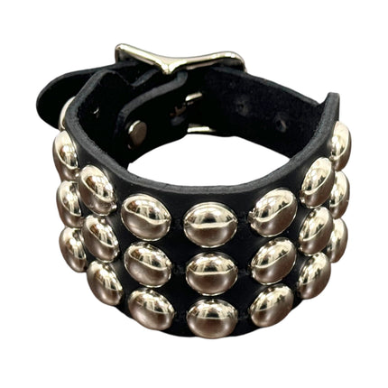 BC170RND  BUCKLE BRACELET WITH 3 ROW 1/2" ROUND STUDS