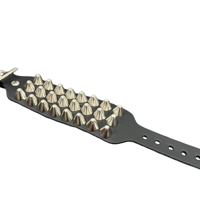 BC170UK77   BUCKLE BRACELET WITH 3 ROW 1/2" UK77 CONEHEAD STUDS