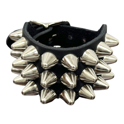 BC170UK77   BUCKLE BRACELET WITH 3 ROW 1/2" UK77 CONEHEAD STUDS