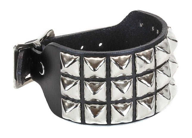 BC170 BUCKLE BRACELET WITH 3 ROW 1/2" PYRAMIDS