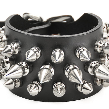 BC171 3 ROW 22 PCS 1" &  1/2" TREE SPIKE BUCKLE BRACELET