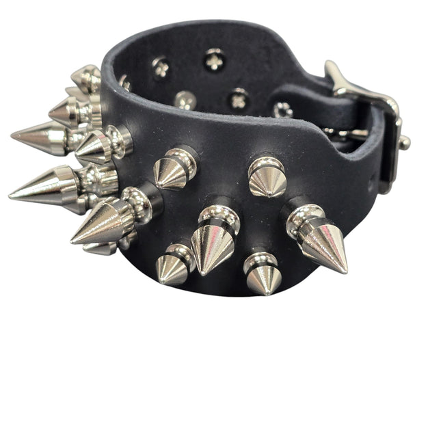 BC171 3 ROW 22 PCS 1" &  1/2" TREE SPIKE BUCKLE BRACELET