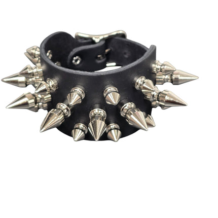 BC171 3 ROW 22 PCS 1" &  1/2" TREE SPIKE BUCKLE BRACELET
