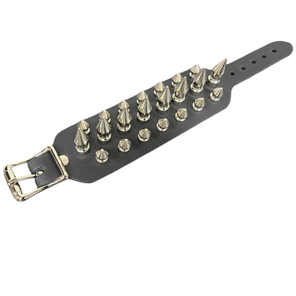 BC171 3 ROW 22 PCS 1" &  1/2" TREE SPIKE BUCKLE BRACELET