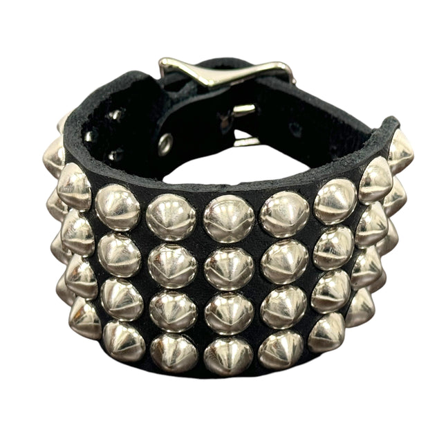 BC172  BUCKLE BRACELET WITH 4 ROW  CONICAL STUDS