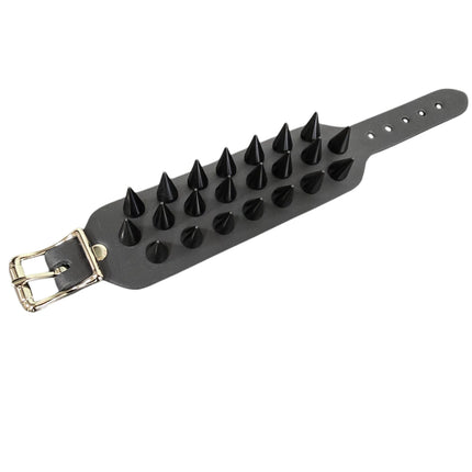 BC173SC  3 ROW 22 PCS CONE SPIKE BUCKLE BRACELET