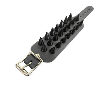 BC173SC  3 ROW 22 PCS CONE SPIKE BUCKLE BRACELET
