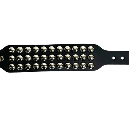 BC174 THREE ROW ROUND STUDDED BUVKLE BRACELET CUFF