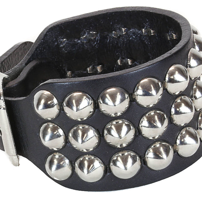 BC183 BUCKLE BRACELET WITH 3 ROW CONICAL STUD