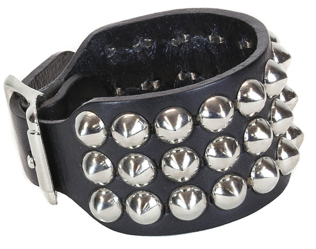 BC183 BUCKLE BRACELET WITH 3 ROW CONICAL STUD