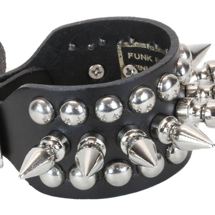 BC185  1" SPIKE ROUND STUDDED 1 1/2" WIDE BUCKLE BRACELET
