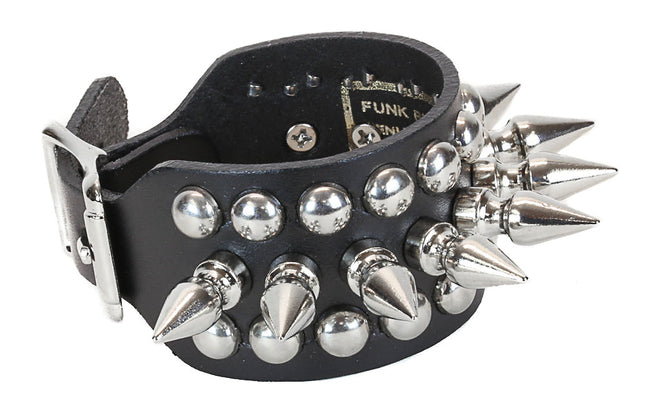 BC185  1" SPIKE ROUND STUDDED 1 1/2" WIDE BUCKLE BRACELET