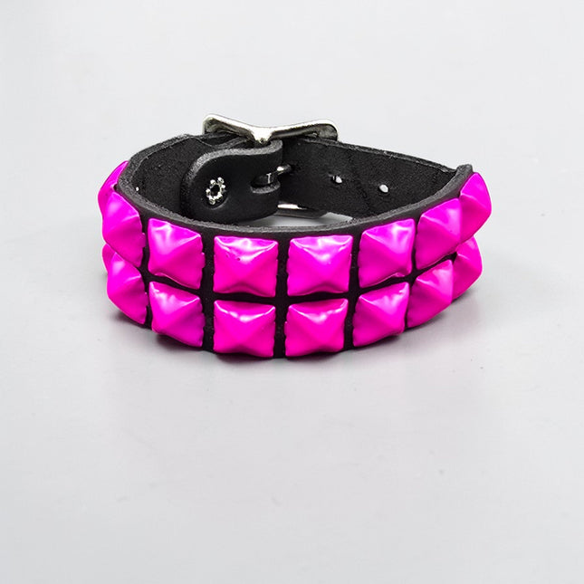 BC189COLOR  NEON COLOR PYRAMID STUDDED BUCKL BRACELET