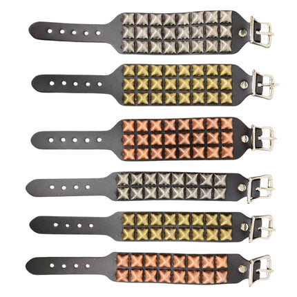 ANTIQUE  PYRAMID STUDDED LEATHERBUCKLE  BRACELET COPER BRASS SILVER