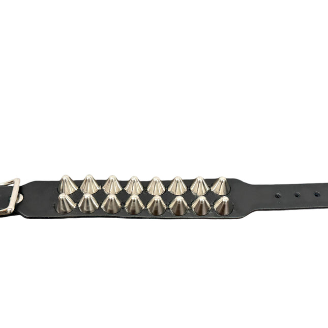 BC189UK77  BUCKLE BRACELET WITH2 ROW UK 77 CONEHEAD STUDS