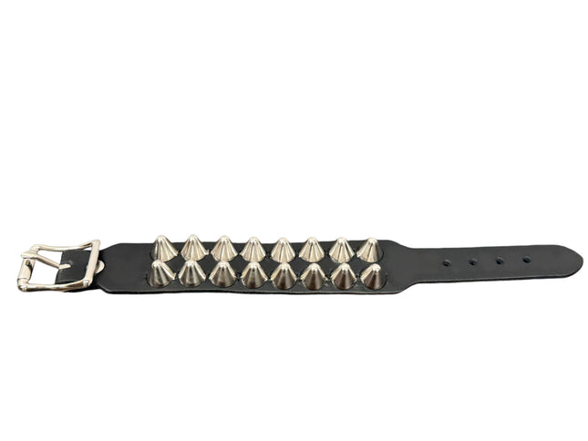 BC189UK77  BUCKLE BRACELET WITH2 ROW UK 77 CONEHEAD STUDS