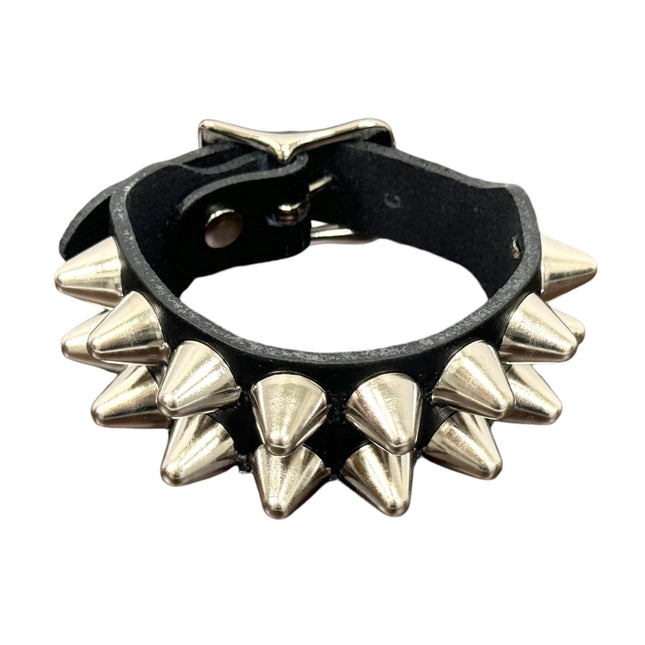 BC189UK77  BUCKLE BRACELET WITH2 ROW UK 77 CONEHEAD STUDS