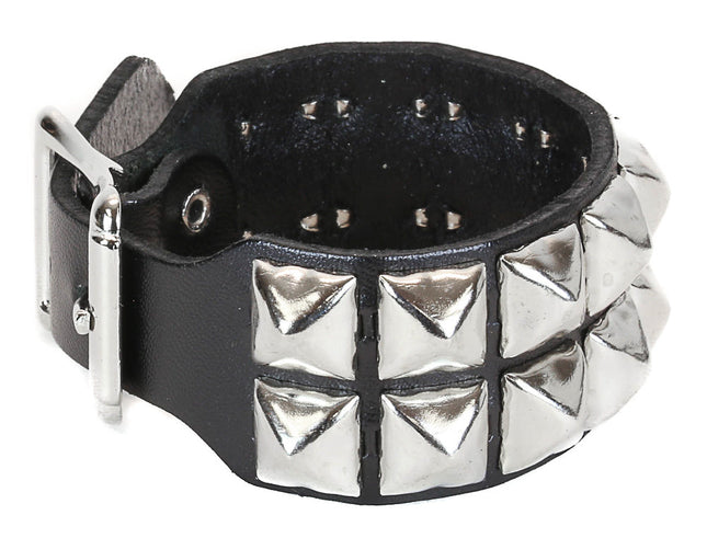 BC189  BUCKLE BRACELET WITH 2 ROW 1/2" PYRAMID STUD