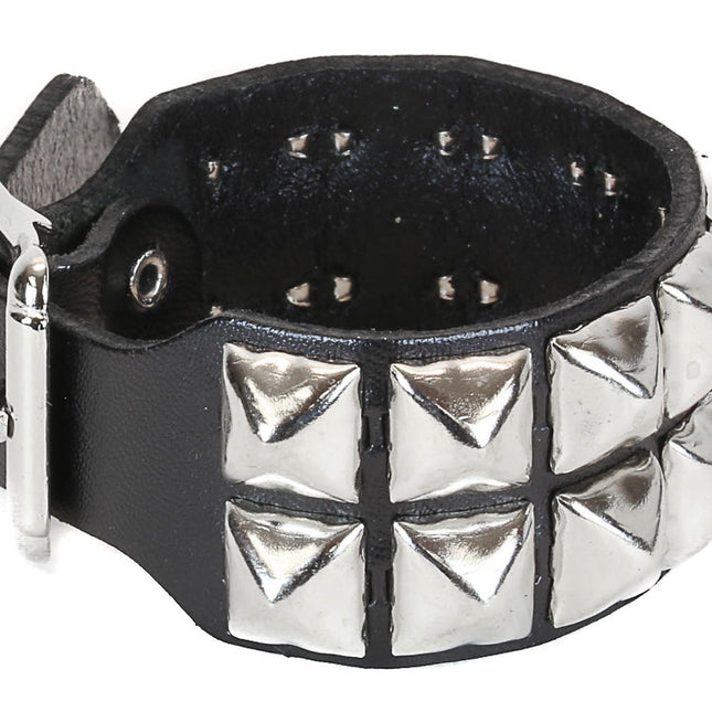 BC189 BUCKLE BRACELET WITH 2 ROW 1/2" PYRAMIDS