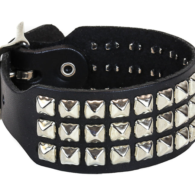 BC191 BUCKLE BRACELET WITH 3 ROW 1/4" PYRAMIDS