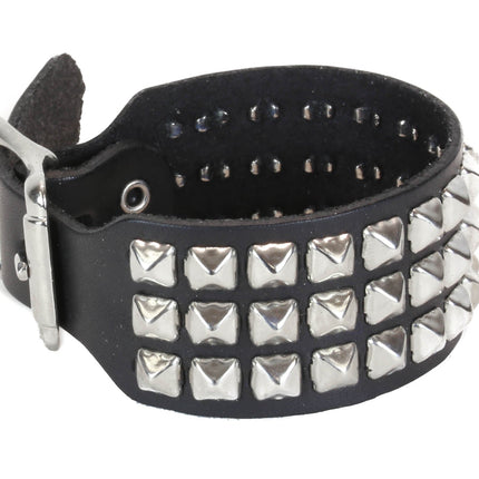 BC191 BUCKLE BRACELET WITH 3 ROW 1/4" PYRAMIDS