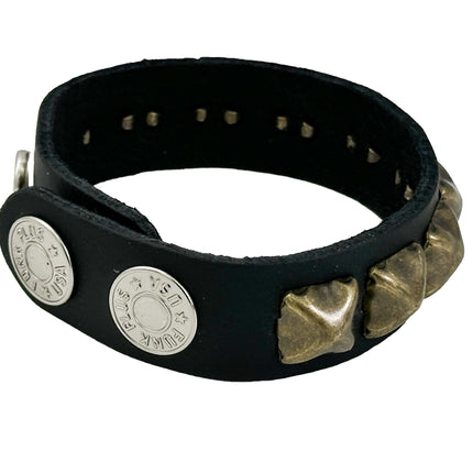 BC194 ANTIQUE 1 ROW  PYRAMID STUD BRACELET LEATHER