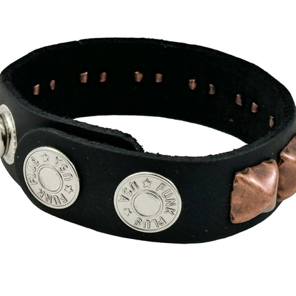 BC194 ANTIQUE 1 ROW  PYRAMID STUD BRACELET LEATHER
