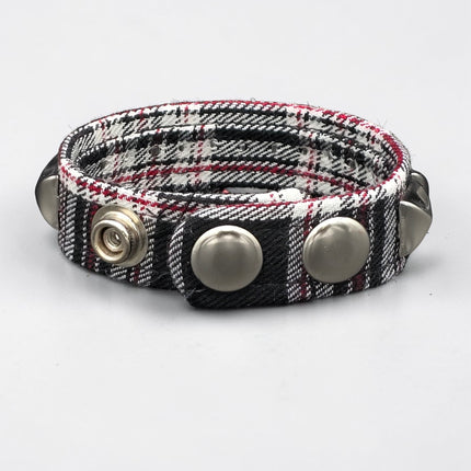 BC194PD PLAID 1 ROW PYRAMID STUDDED BRACELET CUFF