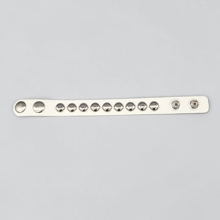 WHITE LEATHER 1/2" ROUND STUD STUD BRACELET