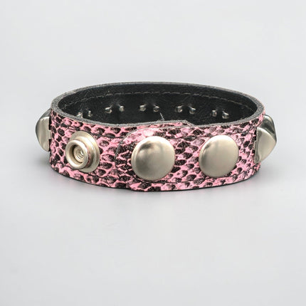 PINK SNAKE STUDDED BRACELET VEGAN  LEATHER