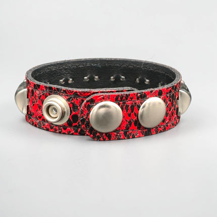 RED SNAKE SKIN VEGAN  LEATHER STUDDED BRACELET