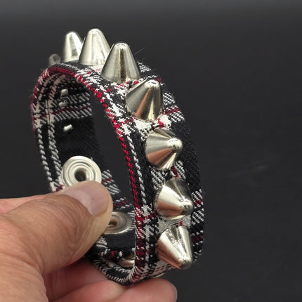BC194UK-PD  PLAID 1 ROW UK77 STUDDED BRACELET CUFF