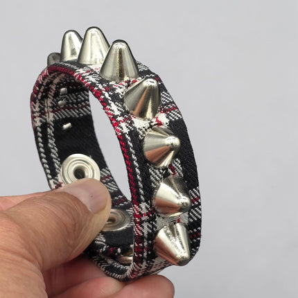 BC194UK-PD  PLAID 1 ROW UK77 STUDDED BRACELET CUFF