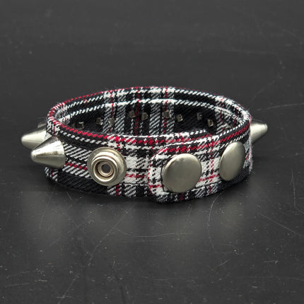 BC194UK-PD  PLAID 1 ROW UK77 STUDDED BRACELET CUFF