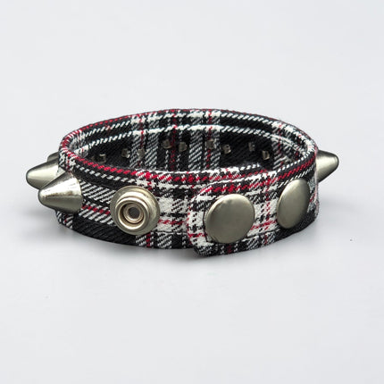 BC194UK-PD  PLAID 1 ROW UK77 STUDDED BRACELET CUFF