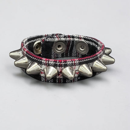 BC194UK-PD  PLAID 1 ROW UK77 STUDDED BRACELET CUFF