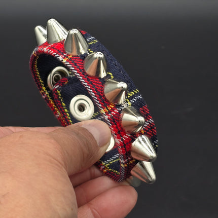 BC194UK-PD  PLAID 1 ROW UK77 STUDDED BRACELET CUFF