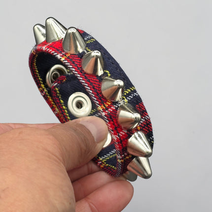 BC194UK-PD  PLAID 1 ROW UK77 STUDDED BRACELET CUFF