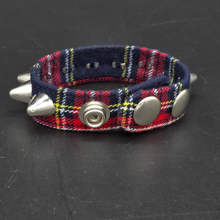 BC194UK-PD  PLAID 1 ROW UK77 STUDDED BRACELET CUFF