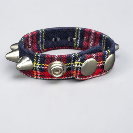 BC194UK-PD  PLAID 1 ROW UK77 STUDDED BRACELET CUFF