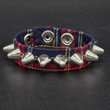 BC194UK-PD  PLAID 1 ROW UK77 STUDDED BRACELET CUFF