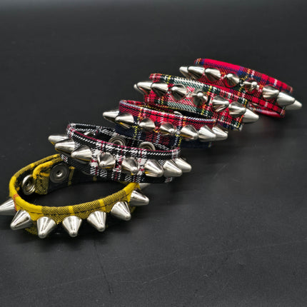 BC194UK-PD  PLAID 1 ROW UK77 STUDDED BRACELET CUFF