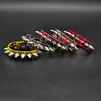 BC194UK-PD  PLAID 1 ROW UK77 STUDDED BRACELET CUFF