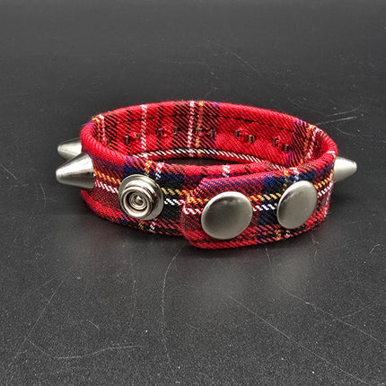 BC194UK-PD  PLAID 1 ROW UK77 STUDDED BRACELET CUFF