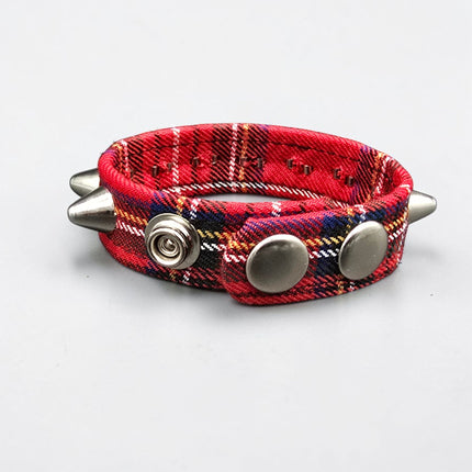 BC194UK-PD  PLAID 1 ROW UK77 STUDDED BRACELET CUFF