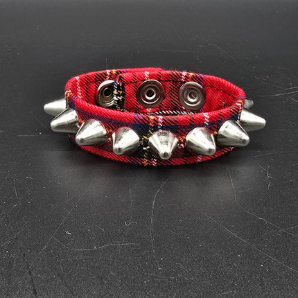BC194UK-PD  PLAID 1 ROW UK77 STUDDED BRACELET CUFF