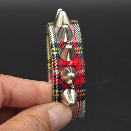 BC194UK-PD  PLAID 1 ROW UK77 STUDDED BRACELET CUFF