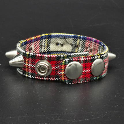 BC194UK-PD  PLAID 1 ROW UK77 STUDDED BRACELET CUFF