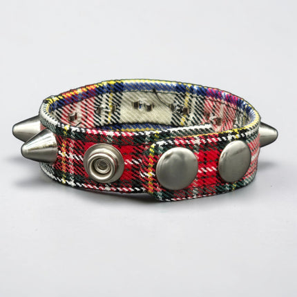 BC194UK-PD  PLAID 1 ROW UK77 STUDDED BRACELET CUFF